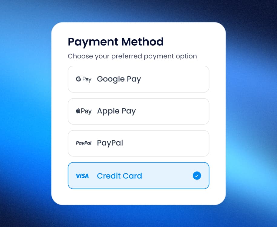 Synapto Collect payment method selector
